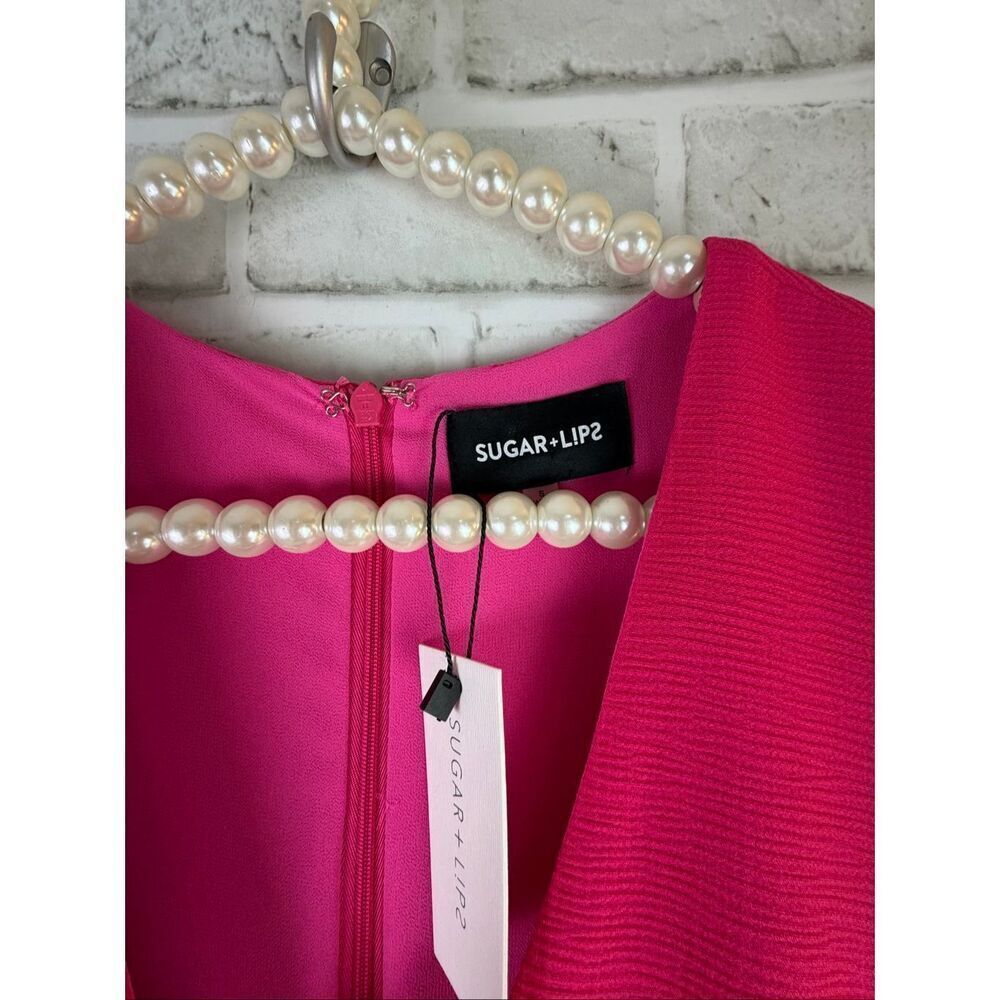 Sugar Lips Jumpsuit Wide Leg Size Small Hot Pink Fitted Trendy Spring - Picture 5 of 9